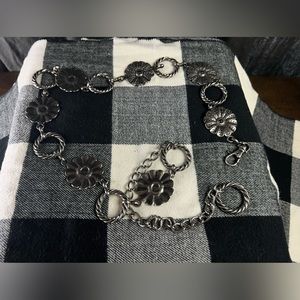 Silver Metal Floral Belt